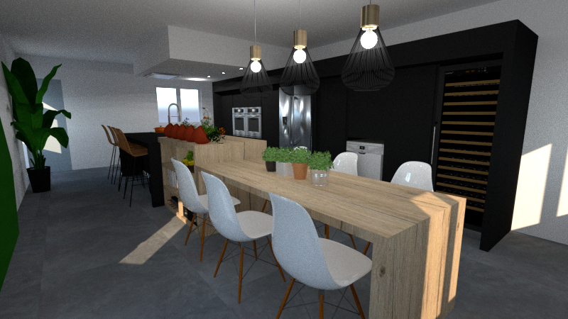 #sketchup #design d'espace #cuisine #bois #réalisations